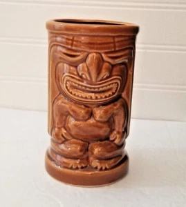 Vintage Orchids of Hawaii Tiki Mug R91 Brown 5 inch Japan - Picture 1 of 9