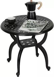 Cast Aluminum Side/End Table, Anti-Rust Coffee Bistro Table for Outdoor, Patio, - Picture 1 of 12