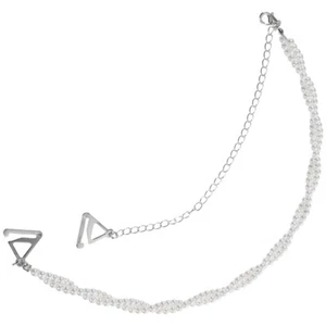 Falda de vestir con tirantes de sujetador de perlas de doble capa para colgar en el cuello - Imagen 1 de 12