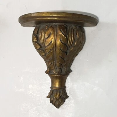 Aplique de pared estante - oro oscuro, ornamentado, hoja, medio círculo, resina, glamour, 11" de alto Foto 1 de 4