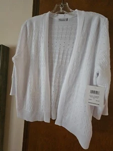 89 th + Madison woman's open front white cardigan size M - Picture 1 of 12