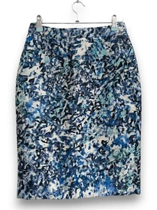 Falda Reiss Para Mujer UK 8 Azul Abstracto Estampado Floral Lápiz Recto Hasta la Rodilla - Imagen 1 de 7