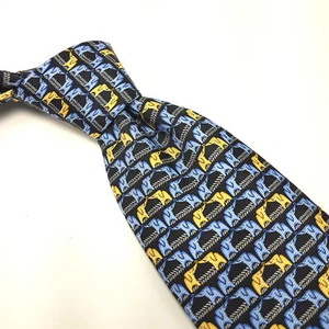 Beaufort Tie Rack Kissing Elephants Mens Silk Tie Blue Yellow Pattern - Picture 1 of 3