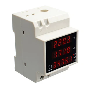 AC80-300V 100A Digital LED Din Rail Volt Amp Watt Power Meter Ammeter Voltmeter - Picture 1 of 12