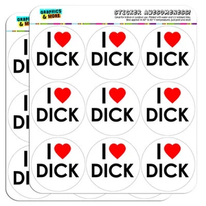 I Love Heart Dick 2" Scrapbooking Crafting Stickers - Picture 1 of 1