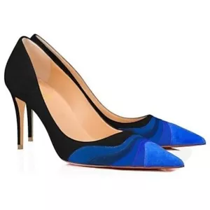 FOWT Women Kitten Heels Pumps High Heel Pointed Toe Pump Slip-on Rainbow Shoes - Picture 1 of 8