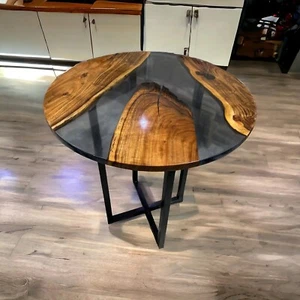 Custom Round Epoxy Coffee Table Handmade Arts Natural Wood Furniture Home Decors - Picture 1 of 7