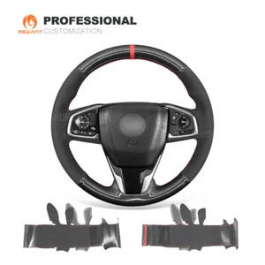 Carbon Fiber Suede Steering Wheel Cover for Honda Civic 10X CRV CR-V 2016-2021 - Imagen 1 de 10