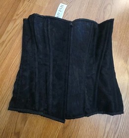 Lavish By Daisy Black Lace Zip Up Front & Lace Up Back Corset size XL NEW