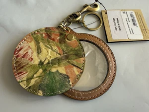Patricia Nash Liscia Leather Round Mirror Key Fob Seashells by Seashore NWT - Picture 1 of 4