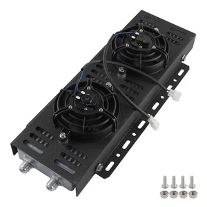 Dual Pass Bar & Plate Oil Cooler Core:18.5"x5.5"x1.58" w Twin 5.5" Cooling Fans - Picture 1 of 9