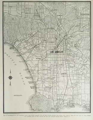 Mapa de la ciudad Atlas de la Segunda Guerra Mundial de 1940 de colección Los Ángeles, California, CA L@@K! Foto 1 de 4