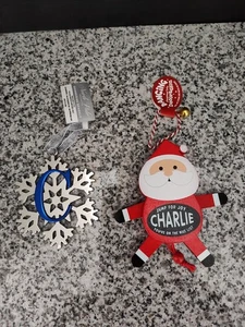 Decoración Árbol Bailarín Personalizado Nombre "Charlie" y "C" Adorno Copo de Nieve.  - Imagen 1 de 2