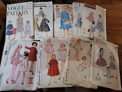Lote De 9 Patrones De Costura De Colección Años 50-60 Niña Talla 8 Foto 1 de 4