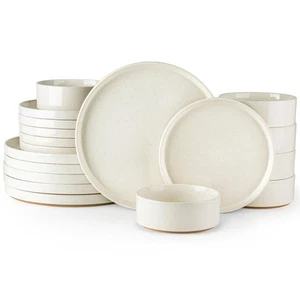 Ceramic Dinnerware Set for 6 | Speckled Stoneware Plates and Bowls with Rusti... - Picture 1 of 8