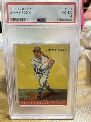 1933 Goudey #154 Jimmy Foxx RC PSA 4 - Imagem 1 de 2