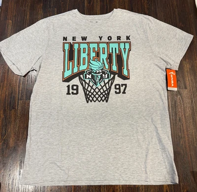 NUEVO CON ETIQUETAS RARO WNBA Nueva York NY Liberty Baloncesto 1997 Camiseta Gris Logo Antorcha 2XL Foto 1 de 4