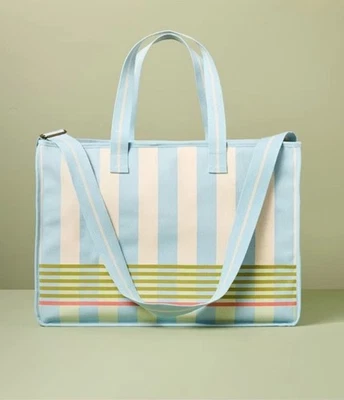 Cross Stripe Carry-All Tote Blue/Green/Natural - Hearth & Hand with Magnolia - Image 1 of 4