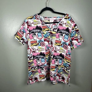 Marvel Avengers Assemble Comic Style Scrub Top Size Medium Spider-Man Iron Man - Picture 1 of 9