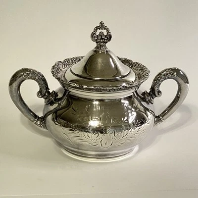 Cuádruple cuenco de basura plateado Van Bergh SP Co Rochester NY 1898 floral Foto 1 de 4