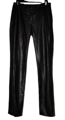 Брюки Etcetera черные кожаные с подкладкой женские прямые штанины 30x33 размер 0 новые без ценников - Изображение 1 из 4