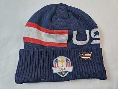 Ryder Cup 2025 Bethpage Negro New Era Azul Marino Gorro Forro Suave y Pin EE. UU. Foto 1 de 4