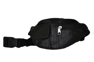 FANNY PACK KIDS BOYS GIRLS CUTE GENUINE LEATHER BLACK - Picture 1 of 2