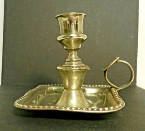 pb-b - SILVERPLATE VINTAGE VICTORIAN CHAMBER CANDLE HOLDER H & G - Picture 1 of 7