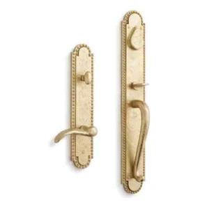 Signature Hardware ROMAN ENTRANCE DOOR SET LEVER HANDLE NO BACKSET-RIGHT HAND SB - Picture 1 of 5