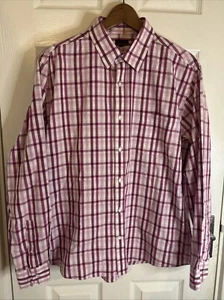 Pierre cardin men Shirt Size XL Extra Large checked long sleeved Button Up Pink - Picture 1 of 14
