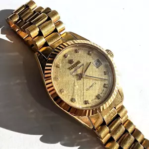 Titoni Cosmo Queen 11 Diamond ๐ Watch Gorgeous Gold Plated Bracelet Swiss Made - Picture 1 of 17