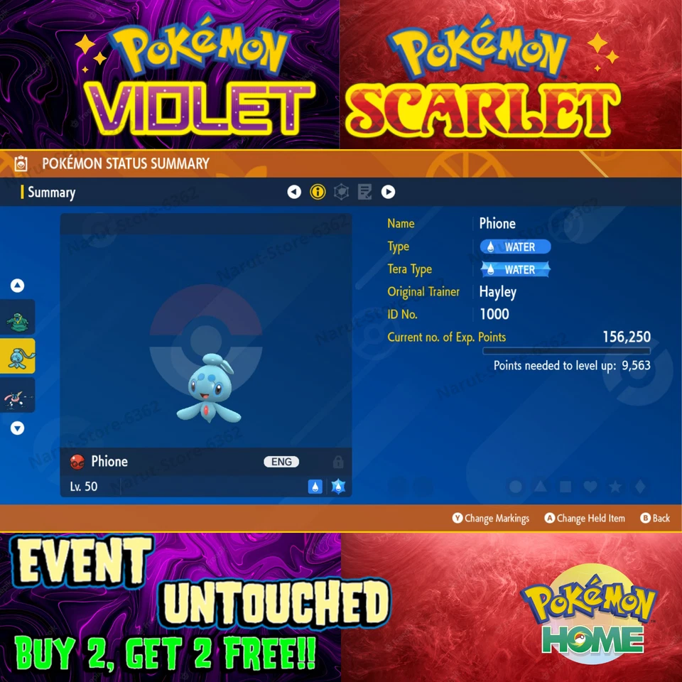 Phione Pokémon Ranch 2008🌟 Event Untouched🔥Pokémon Scarlet & Violet - Image 1 of 1