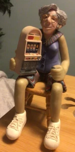 Old Lady Slot Machine w/Stool Manning Shelf Sitter Gambling Grandma Limited Ed. - Picture 1 of 1