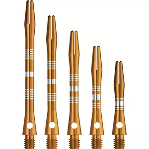 5 SETS OF REGROOVED  ALUMINIUM DART STEMS SHAFTS GOLD 5 LENGTHS - Picture 1 of 1