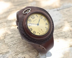 Primera Guerra Mundial Nuevo MARRÓN Correa Cuero Correa Pulsera para Reloj de Bolsillo 45 mm KP Tiempos Segunda Guerra Mundial - Imagen 1 de 7