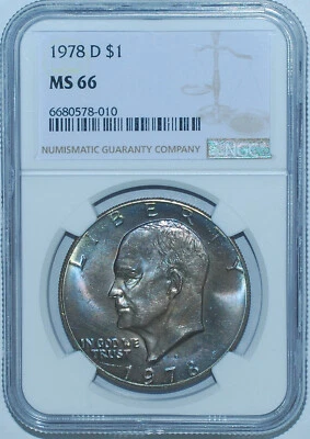 1978 D NGC MS66 $1 Eisenhower Ike Dollar Great Color - Image 1 of 2