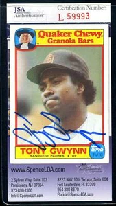 Tony Gwynn JSA Coa Signed 1986 Topps Quaker Granola Autograph - Picture 1 of 2