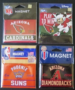FOUR (4) ARIZONA CARDINALS AND OTHERS, 2.5" X 3.5" METAL MAGNETS FROM WINCRAFT - Picture 1 of 5