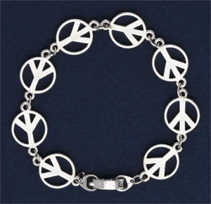 Antique Silver Plated Peace Sign Bracelet If needed length can be Adjestable - Picture 1 of 1