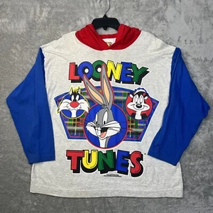 Vintage Looney Tunes Shirt 90s Bugs Bunny Hooded Medium 1994 Made in USA Men’s - Picture 1 of 15