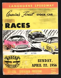 Sports Pub: Langhorne Speedway NASCAR Auto Race Program 4/22/1956-Grand Natio... - Picture 1 of 1
