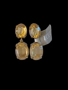 Pendientes colgantes de diamantes de imitación amarillos tono dorado antiguo de 1,25" de J.Crew - Imagen 1 de 9