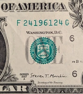 2017 A $1 bill fancy serial, birthday date note 241961, Feb 04, 1961, 02041961 - Picture 1 of 3