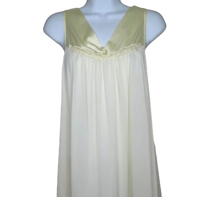 Camisón vintage Vanity Fair satinado ribete nailon sin mangas hasta la rodilla para mujer S Foto 1 de 4