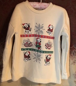 Vintage Avon Dancing Christmas Cat Fleece Holiday Sweatshirt Child's M USA Made - Picture 1 of 6