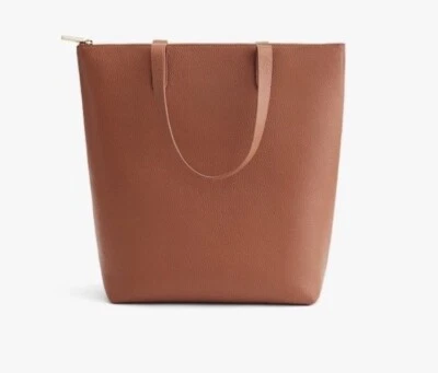  Cuyana Tall Structured Leather Zipper Tote in Caramel Brown Preowned - Image 1 of 4