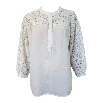 Marie Louise de Monterey Size 12 M Broderie Anglaise Cotton Popover Top Blouse  Foto 1 de 4