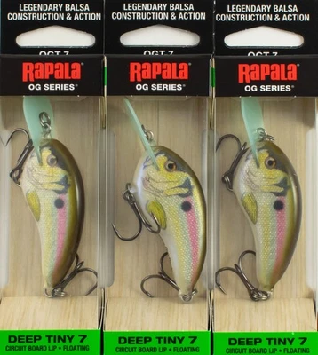 (LOT OF 3) RAPALA OG DEEP TINY 7 5/16OZ OGT07-RSL LIVE RIVER SHAD I5457 - Image 1 of 3