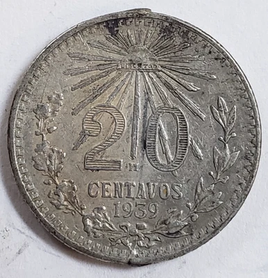 Mexico 20 Cents 1939 .720 Coin Silver, 20 Centavos moneda de Plata .720. - Image 1 of 2