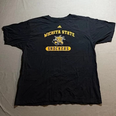 Adidas Wichita State Shockers T Shirt Womens 2X Black Gold Mascot Graphic Tee - Image 1 of 4